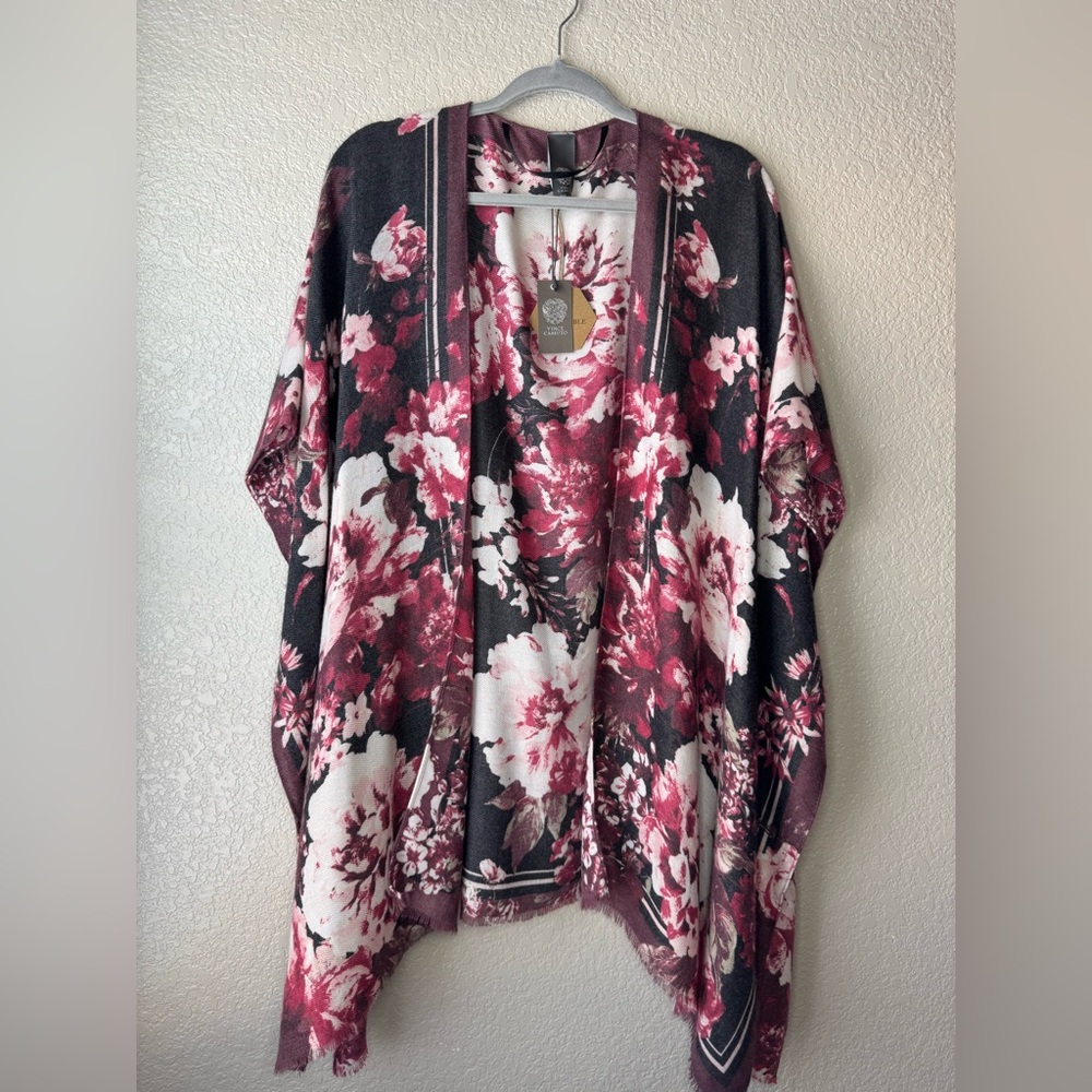 NWT Vince Camuto Oversized Floral Kimono Wrap – Soft Lightweight Ruana OS